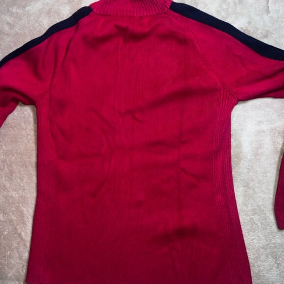 Vintage DKNY Jeans Women XL Red Black 1/4 Zip Knit Pullover Sweater Y2K‎ (P) - Picture 8 of 8